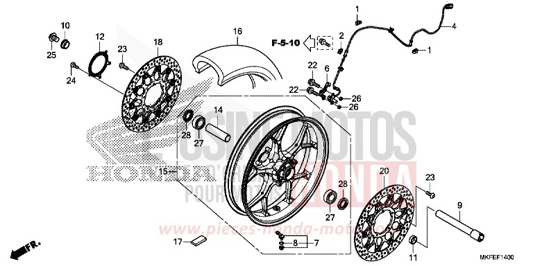 ROUE AVANT de CBR1000RR SP SP1 SP2 GRAND PRIX RED (R380X) 2019